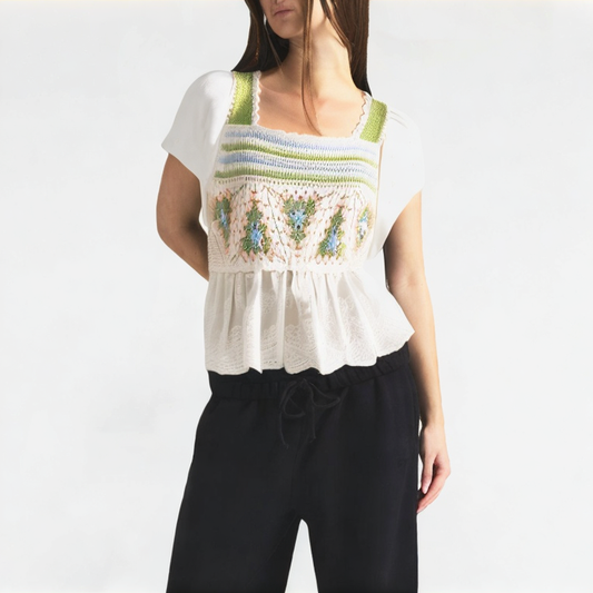 Casual Square Neck Hollow Short Sleeves