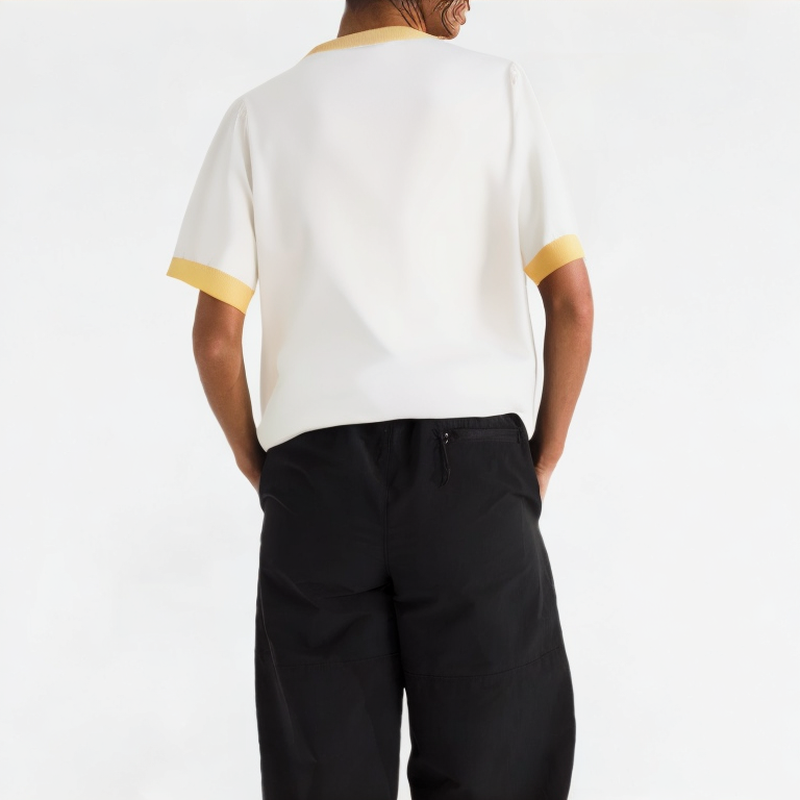 Contrast Color Square Collar Short Sleeves