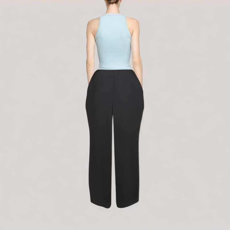 Black Elastic Waist Casual Trousers