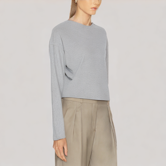 Versatile Round Neck Drop Shoulder Long Sleeve Top