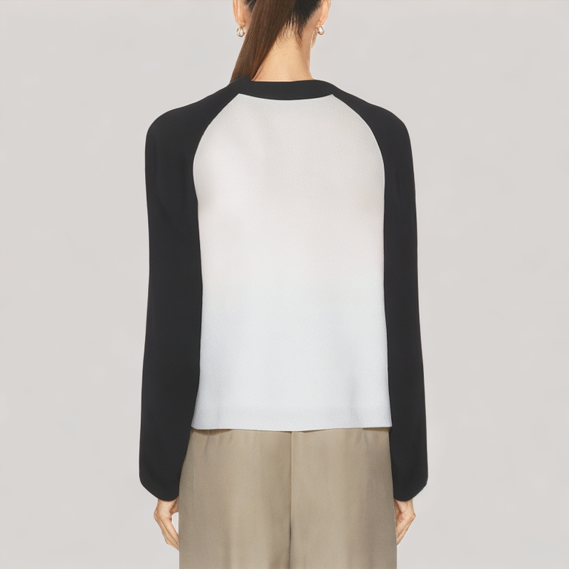 Contrast Color Cropped Long Sleeved Top