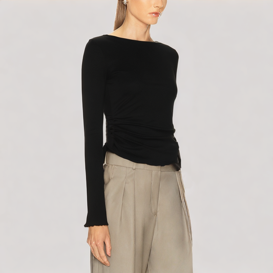 Black Flared Long Sleeved Top