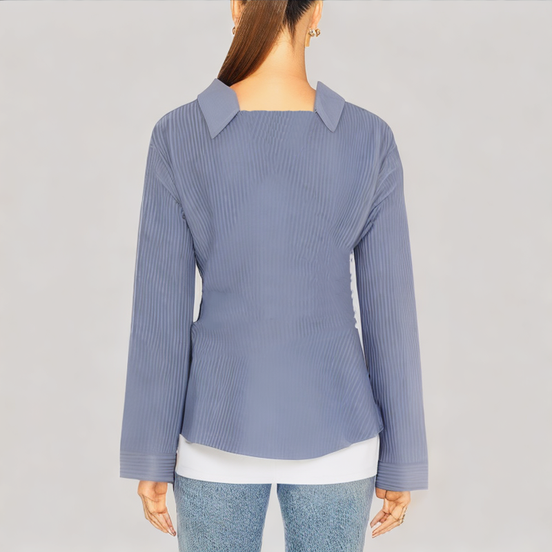 Blue and White Striped Long Sleeved Shirt