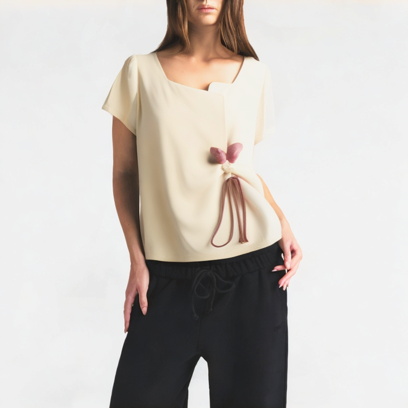 Irregular Square Neck Short Sleeve