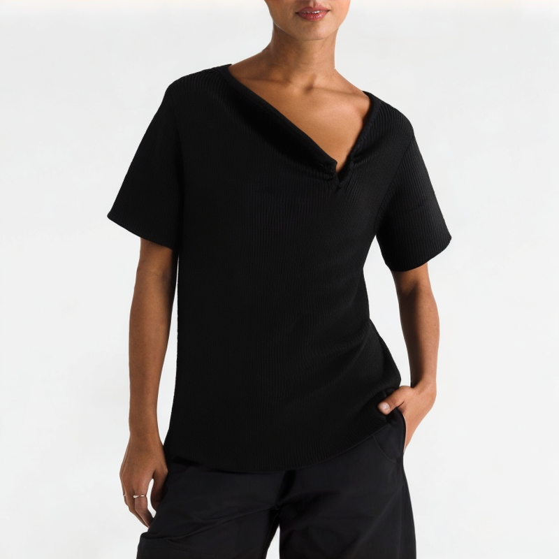 Solid Color Slim Fit Knit Short Sleeve