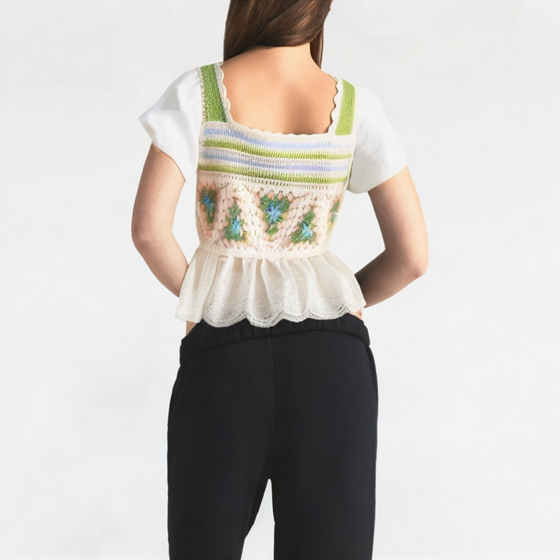 Casual Square Neck Hollow Short Sleeves