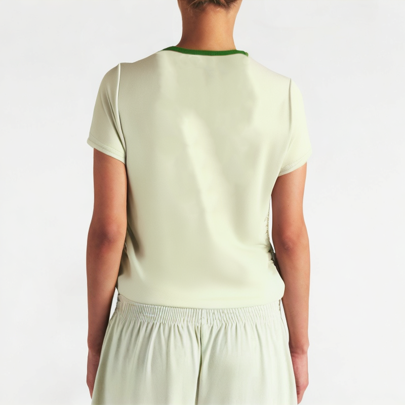 Summer Straight Shoulder Pleated Short Sleeves