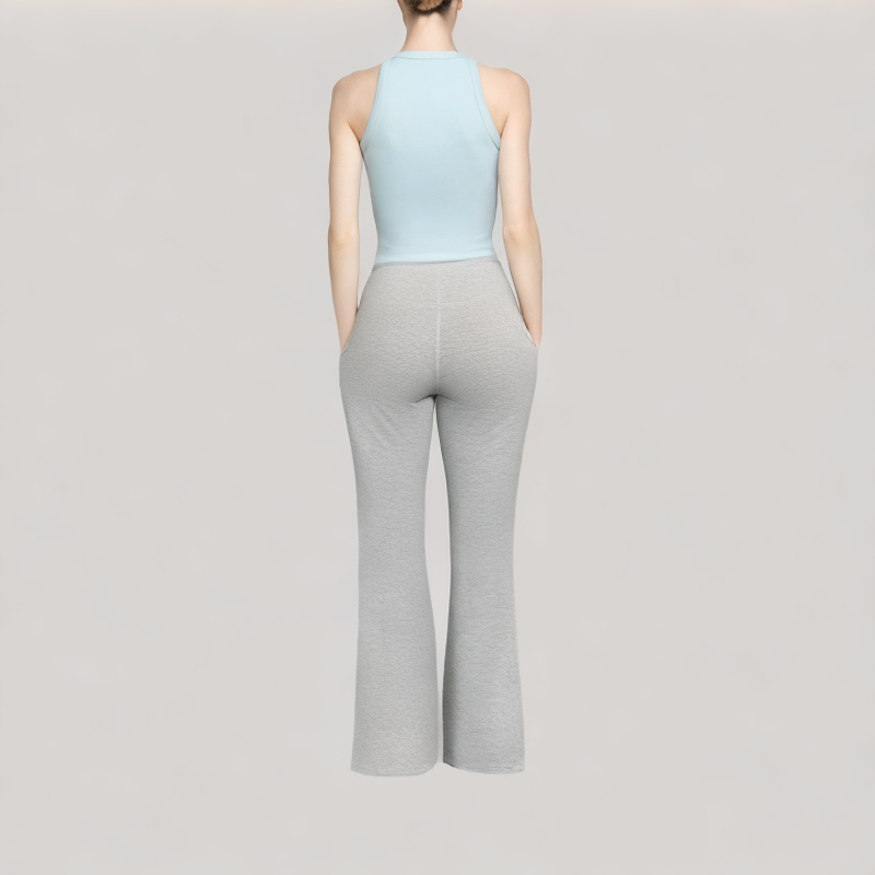 Solid Color Flared Casual Pants
