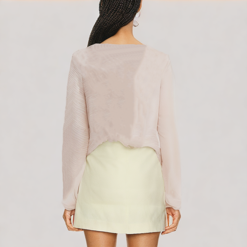 Pink Ruffled Tie Drawstring Shirt