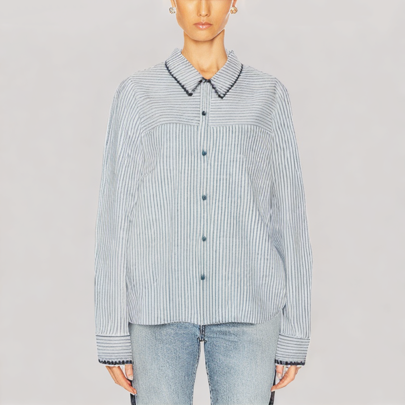 Casual Contrast Color Long Sleeve Shirt
