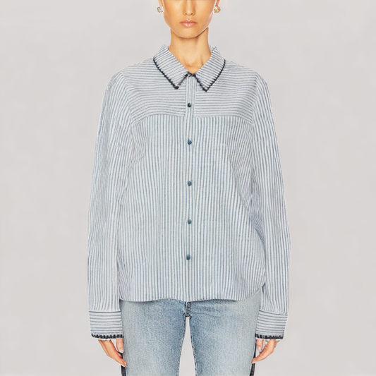 Casual Contrast Color Long Sleeve Shirt