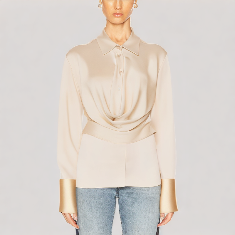 Elegant Drape Long Sleeve Shirt
