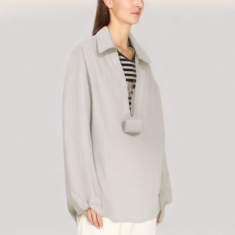 Contrast Color Striped Faux Two Piece Shirt