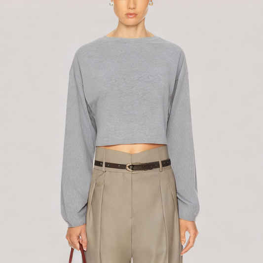 Versatile Round Neck Drop Shoulder Long Sleeve Top