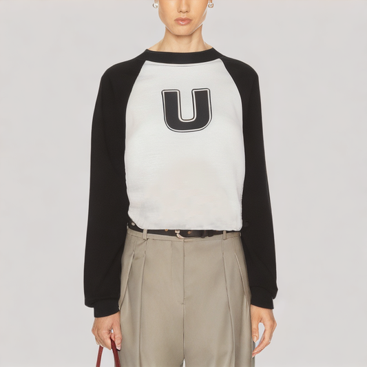 Contrast Color Cropped Long Sleeved Top