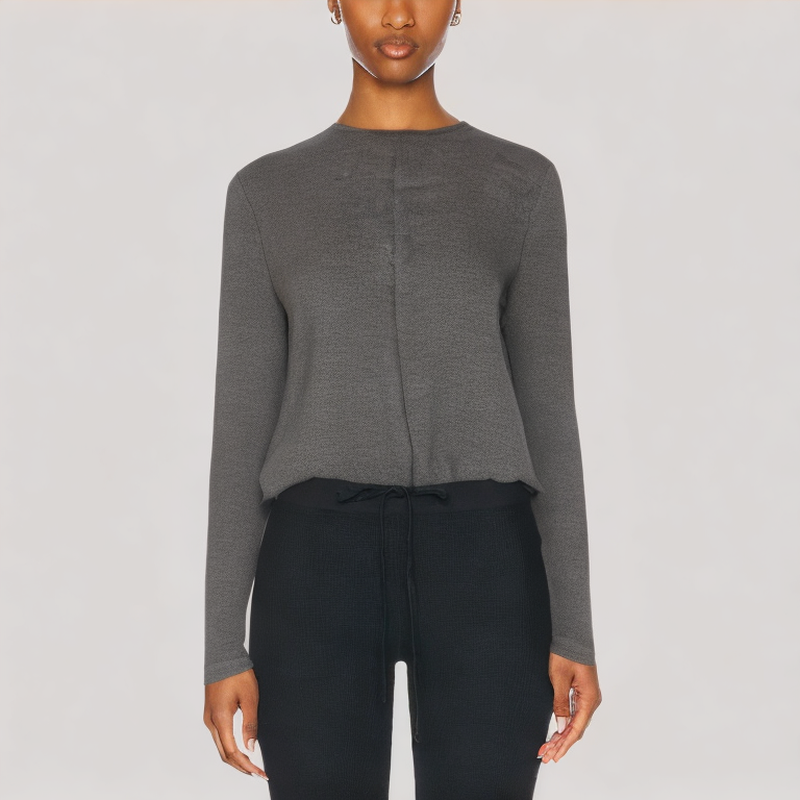 Simple and Elegant V Neck Long Sleeved Top