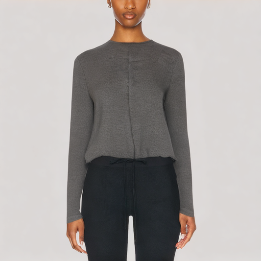 Simple and Elegant V Neck Long Sleeved Top