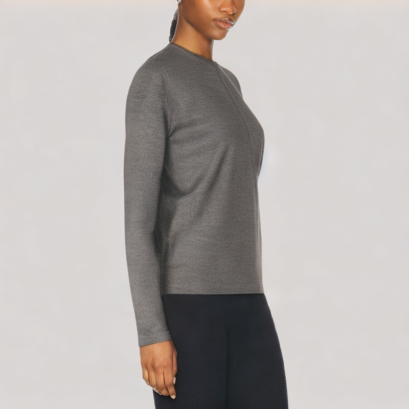 Simple and Elegant V Neck Long Sleeved Top