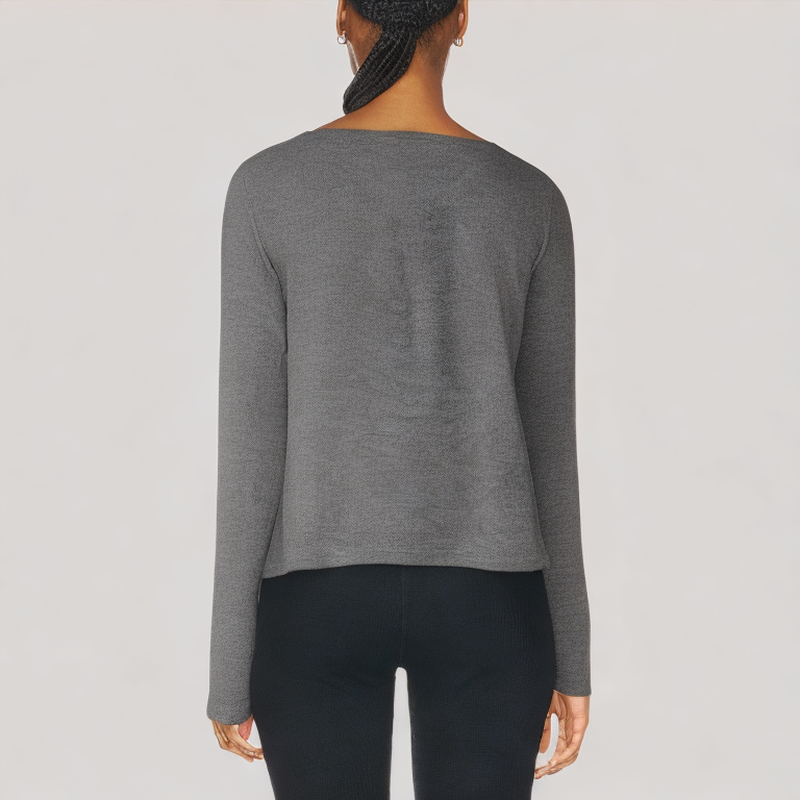 Simple and Elegant V Neck Long Sleeved Top