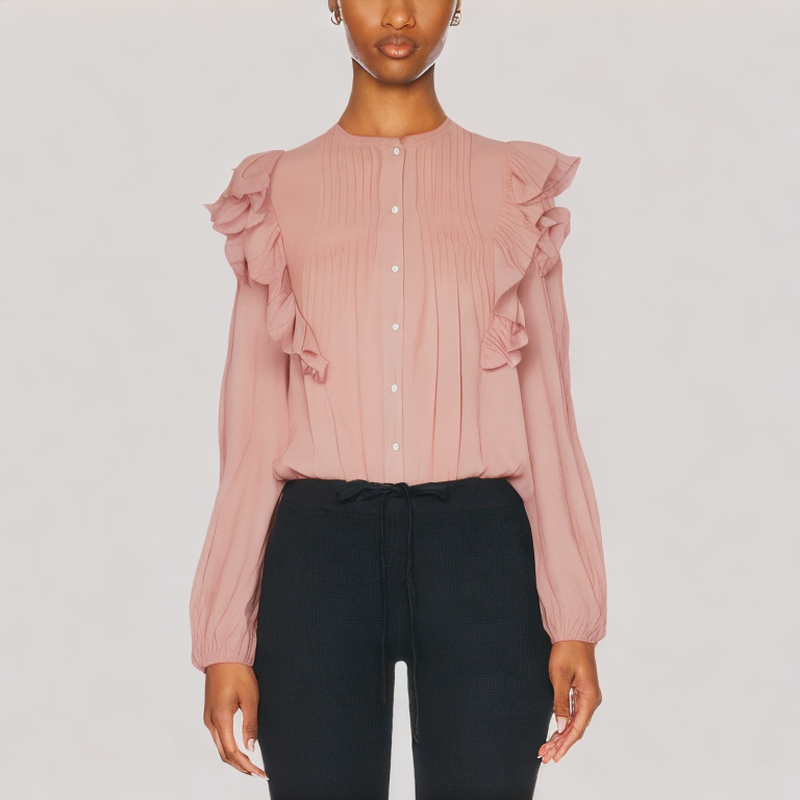 Ruffled Long Sleeved Top
