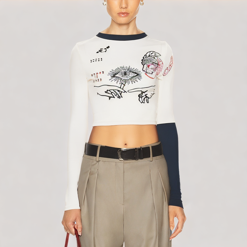 Cropped Turtleneck Women's Long Sleeve Top