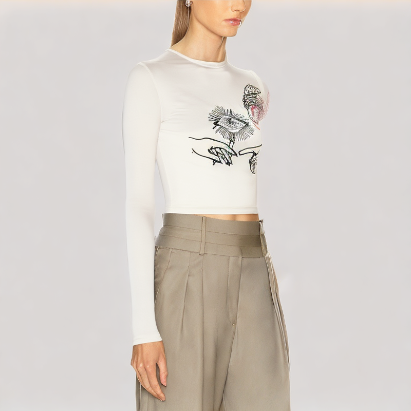 Cropped Turtleneck Women's Long Sleeve Top