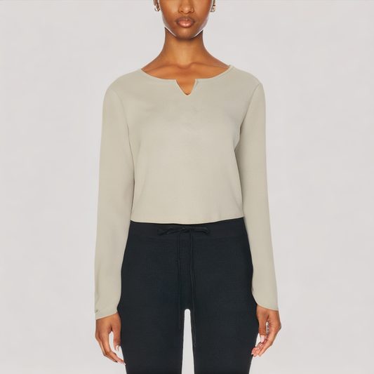 Slim Fit Long Sleeved V Neck Top