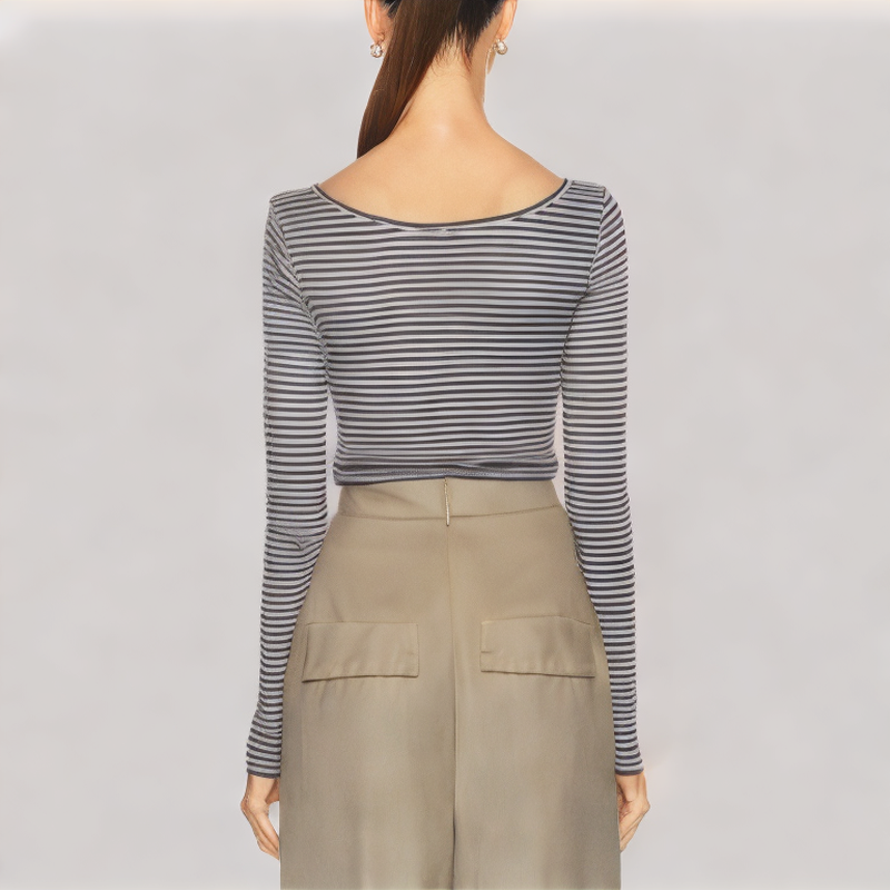 Versatile Contrast Striped Long Sleeved Top